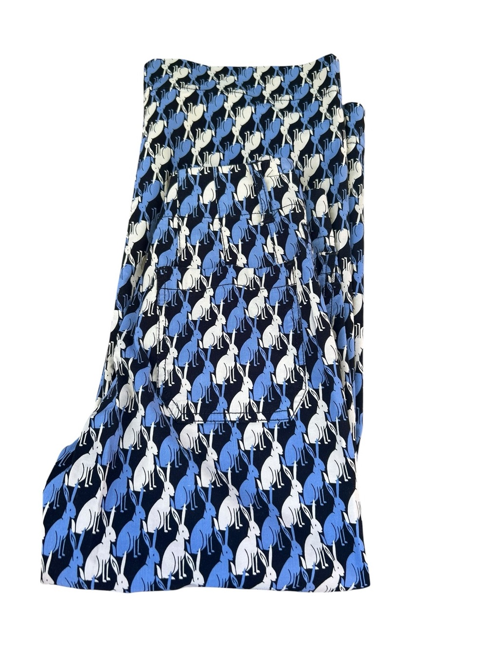 Anthropologie Maeve Colette Wide Leg Crop Pants Rabbit Print Blue Bunnies Sz 23 - Picture 4 of 8